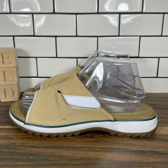 Clarks Women's Size 8 Shoes Tan Canvas Adjustable Comfort Slide Sandals - Picture 1 of 12
